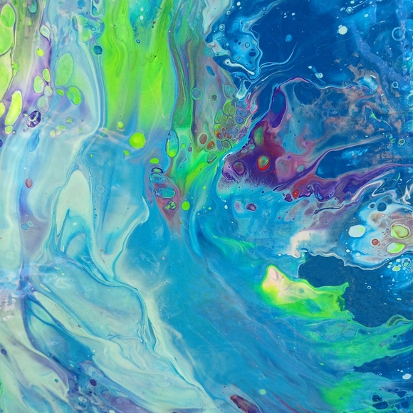 "Jungle Brain Waves" Absract Acrylic Paint Poured (12"x16") Stretched Canvas - Picture 5 of 9